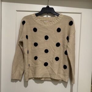 GB Girls Cream and Black Polka Dot Sweater